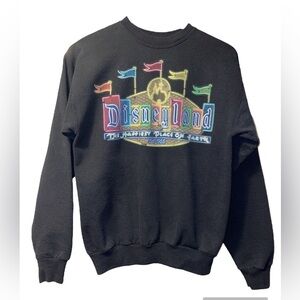 Disneyland Resort neon marquee black sweatshirt crewneck small